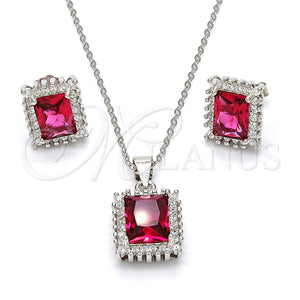 Juego de Arete y Dije de Adulto 10.175.0061.2 Plata Rodinada, con Zirconia Cubica Granate y Blanca, Pulido, Rodinado