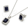 Juego de Arete y Dije de Adulto 10.175.0061.3 Plata Rodinada, con Zirconia Cubica Zafiro Azul y Blanca, Pulido, Rodinado