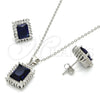 Juego de Arete y Dije de Adulto 10.175.0061.3 Plata Rodinada, con Zirconia Cubica Zafiro Azul y Blanca, Pulido, Rodinado