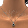 Juego de Arete y Dije de Adulto 10.175.0062.1 Plata Rodinada, con Zirconia Cubica Verde y Blanca, Pulido, Rodinado