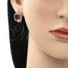 Juego de Arete y Dije de Adulto 10.186.0016.1 Plata Rodinada, con Micro Pave Blanca y Zirconia Cubica Rubi, Pulido, Rodinado