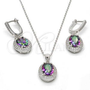 Juego de Arete y Dije de Adulto 10.186.0019 Plata Rodinada, con Zirconia Cubica Blanca y Micro Pave Blanca, Pulido, Rodinado