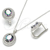 Juego de Arete y Dije de Adulto 10.186.0021 Plata Rodinada, con Zirconia Cubica Blanca y Micro Pave Blanca, Pulido, Rodinado