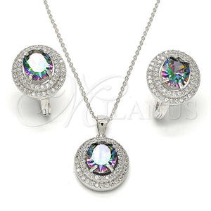 Juego de Arete y Dije de Adulto 10.186.0021 Plata Rodinada, con Zirconia Cubica Blanca y Micro Pave Blanca, Pulido, Rodinado