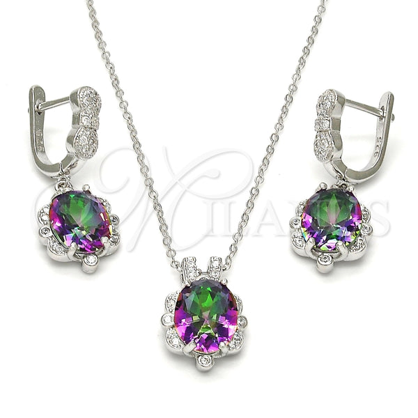 Juego de Arete y Dije de Adulto 10.186.0022 Plata Rodinada, con Zirconia Cubica Blanca y Micro Pave Blanca, Pulido, Rodinado
