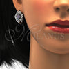 Juego de Arete y Dije de Adulto 10.186.0024 Plata Rodinada, con Zirconia Cubica Blanca y Micro Pave Blanca, Pulido, Rodinado