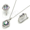 Juego de Arete y Dije de Adulto 10.186.0024 Plata Rodinada, con Zirconia Cubica Blanca y Micro Pave Blanca, Pulido, Rodinado