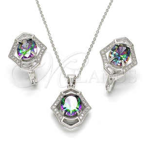 Juego de Arete y Dije de Adulto 10.186.0024 Plata Rodinada, con Zirconia Cubica Blanca y Micro Pave Blanca, Pulido, Rodinado