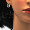 Juego de Arete y Dije de Adulto 10.186.0025 Plata Rodinada, Diseño de Gota, con Zirconia Cubica Blanca y Blanca, Pulido, Rodinado