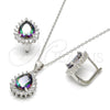Juego de Arete y Dije de Adulto 10.186.0025 Plata Rodinada, Diseño de Gota, con Zirconia Cubica Blanca y Blanca, Pulido, Rodinado
