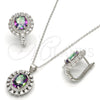 Juego de Arete y Dije de Adulto 10.186.0026 Plata Rodinada, con Zirconia Cubica Blanca, Pulido, Rodinado