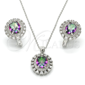 Juego de Arete y Dije de Adulto 10.186.0026 Plata Rodinada, con Zirconia Cubica Blanca, Pulido, Rodinado