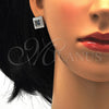 Juego de Arete y Dije de Adulto 10.186.0030 Plata Rodinada, con Zirconia Cubica Blanca y Micro Pave Blanca, Pulido, Rodinado