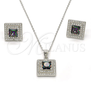 Juego de Arete y Dije de Adulto 10.186.0030 Plata Rodinada, con Zirconia Cubica Blanca y Micro Pave Blanca, Pulido, Rodinado