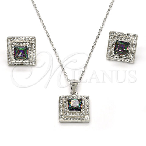 Juego de Arete y Dije de Adulto 10.186.0030 Plata Rodinada, con Zirconia Cubica Blanca y Micro Pave Blanca, Pulido, Rodinado