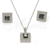Juego de Arete y Dije de Adulto 10.186.0030 Plata Rodinada, con Zirconia Cubica Blanca y Micro Pave Blanca, Pulido, Rodinado