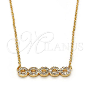 Collares con Dije 04.213.0048.16 Oro Laminado, con Blanca Zirconia Cubica, Pulido, Tono Dorado (02 MM Thickness, 16 Inches Length)