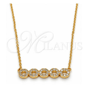 Collares con Dije 04.213.0048.16 Oro Laminado, con Zirconia Cubica Blanca, Pulido, Tono Dorado (Grosor 02 MM, 16 Pulgadas de Largo)