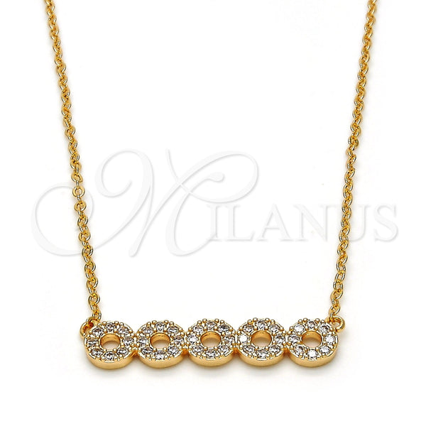Collares con Dije 04.213.0048.16 Oro Laminado, con Blanca Zirconia Cubica, Pulido, Tono Dorado (02 MM Thickness, 16 Inches Length)
