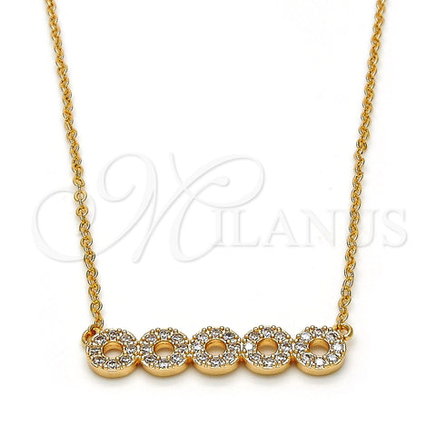 Collares con Dije 04.213.0048.16 Oro Laminado, con Blanca Zirconia Cubica, Pulido, Tono Dorado (02 MM Thickness, 16 Inches Length)