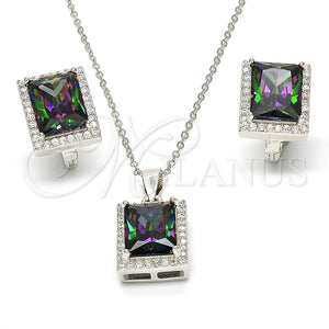 Juego de Arete y Dije de Adulto 10.175.0065 Plata Rodinada, con Zirconia Cubica Vitrail Medium y Micro Pave Blanca, Pulido, Rodinado