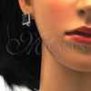 Juego de Arete y Dije de Adulto 10.175.0065.1 Plata Rodinada, con Zirconia Cubica Verde y Micro Pave Blanca, Pulido, Rodinado