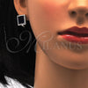 Juego de Arete y Dije de Adulto 10.175.0065.2 Plata Rodinada, con Zirconia Cubica Zafiro Azul y Micro Pave Blanca, Pulido, Rodinado
