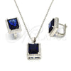Juego de Arete y Dije de Adulto 10.175.0065.2 Plata Rodinada, con Zirconia Cubica Zafiro Azul y Micro Pave Blanca, Pulido, Rodinado