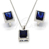 Juego de Arete y Dije de Adulto 10.175.0065.2 Plata Rodinada, con Zirconia Cubica Zafiro Azul y Micro Pave Blanca, Pulido, Rodinado