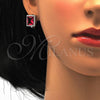 Juego de Arete y Dije de Adulto 10.175.0065.3 Plata Rodinada, con Micro Pave Blanca y Zirconia Cubica Rubi, Pulido, Rodinado
