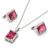 Juego de Arete y Dije de Adulto 10.175.0065.3 Plata Rodinada, con Micro Pave Blanca y Zirconia Cubica Rubi, Pulido, Rodinado