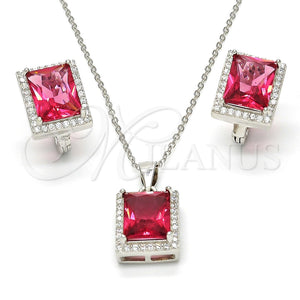 Juego de Arete y Dije de Adulto 10.175.0065.3 Plata Rodinada, con Micro Pave Blanca y Zirconia Cubica Rubi, Pulido, Rodinado