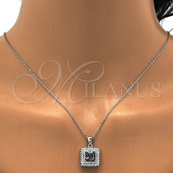 Juego de Arete y Dije de Adulto 10.175.0066 Plata Rodinada, con Zirconia Cubica Vitrail Medium y Cristal Blanca, Pulido, Rodinado