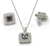 Juego de Arete y Dije de Adulto 10.175.0066 Plata Rodinada, con Zirconia Cubica Vitrail Medium y Cristal Blanca, Pulido, Rodinado