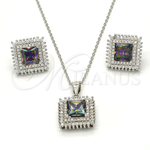 Juego de Arete y Dije de Adulto 10.175.0066 Plata Rodinada, con Zirconia Cubica Vitrail Medium y Cristal Blanca, Pulido, Rodinado