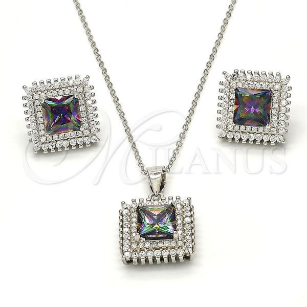 Juego de Arete y Dije de Adulto 10.175.0066 Plata Rodinada, con Zirconia Cubica Vitrail Medium y Cristal Blanca, Pulido, Rodinado