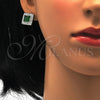 Juego de Arete y Dije de Adulto 10.175.0066.1 Plata Rodinada, con Zirconia Cubica Verde y Cristal Blanca, Pulido, Rodinado