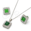 Juego de Arete y Dije de Adulto 10.175.0066.1 Plata Rodinada, con Zirconia Cubica Verde y Cristal Blanca, Pulido, Rodinado