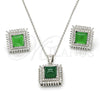 Juego de Arete y Dije de Adulto 10.175.0066.1 Plata Rodinada, con Zirconia Cubica Verde y Cristal Blanca, Pulido, Rodinado