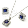 Juego de Arete y Dije de Adulto 10.175.0066.2 Plata Rodinada, con Zirconia Cubica Zafiro Azul y Cristal Blanca, Pulido, Rodinado