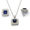 Juego de Arete y Dije de Adulto 10.175.0066.2 Plata Rodinada, con Zirconia Cubica Zafiro Azul y Cristal Blanca, Pulido, Rodinado