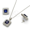 Juego de Arete y Dije de Adulto 10.175.0066.2 Plata Rodinada, con Zirconia Cubica Zafiro Azul y Cristal Blanca, Pulido, Rodinado