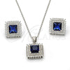 Juego de Arete y Dije de Adulto 10.175.0066.2 Plata Rodinada, con Zirconia Cubica Zafiro Azul y Cristal Blanca, Pulido, Rodinado