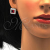 Juego de Arete y Dije de Adulto 10.175.0066.3 Plata Rodinada, con Cristal Blanca y Zirconia Cubica Rubi, Pulido, Rodinado