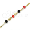 Pulsera Elegante 03.213.0043.08 Oro Laminado, Diseño de Elefante, con Granate and Negro Cristal, Pulido, Tono Dorado (04 MM Thickness, 8 Inches Length)