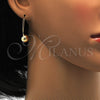 Arete Gancho Frances 02.168.0034 Oro Laminado, Diseño de Bola, Pulido, Tono Dorado