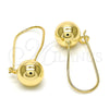 Arete Gancho Frances 02.168.0034 Oro Laminado, Diseño de Bola, Pulido, Tono Dorado