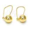 Arete Gancho Frances 02.168.0034 Oro Laminado, Diseño de Bola, Pulido, Tono Dorado