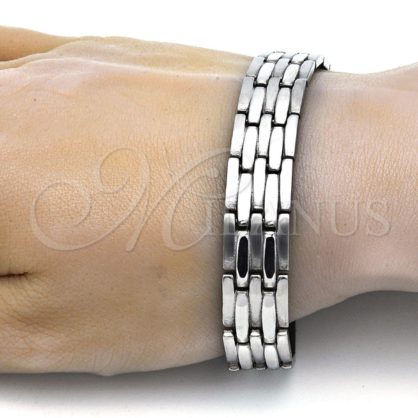 Pulsera Solida 03.114.0218.08 Acero Inoxidable, Pulido, Tono Plateado (14 MM Thickness, 8 Inches Length)