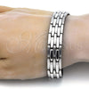 Pulsera Solida 03.114.0218.08 Acero Inoxidable, Pulido, Tono Plateado (14 MM Thickness, 8 Inches Length)